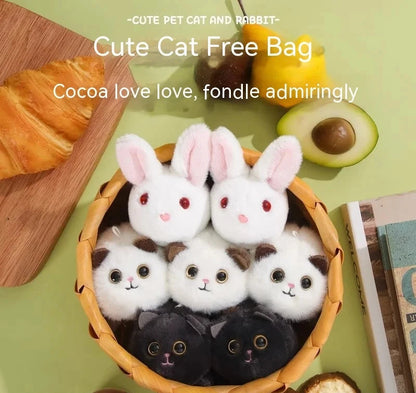 Tow Tail Plush Cat Doll with wagging tail, soft interactive toy for pets and cat lovers