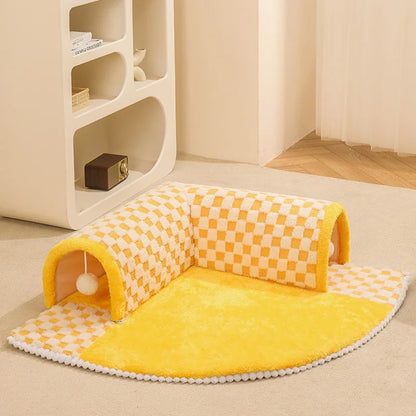 Tunnel cat nest cozy warm bed for winter with removable washable cushion