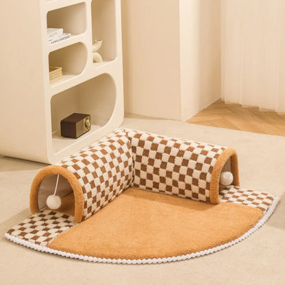 Tunnel cat nest cozy warm bed for winter with removable washable cushion