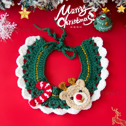 Christmas pet scarf collar with festive bow for cats and small dogs