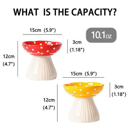 elevated ceramic cat bowl for food and water