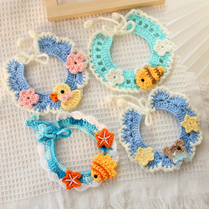 Hand-knitted crochet flower collar bib for dogs and cats – soft and festive accessory
