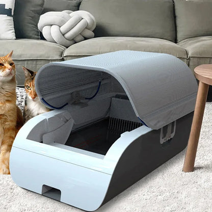 Automatic self-cleaning cat litter box with deodorizer and battery power