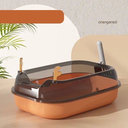 Semi-enclosed cat litter box with antler design, high border anti-splash, and privacy for cats