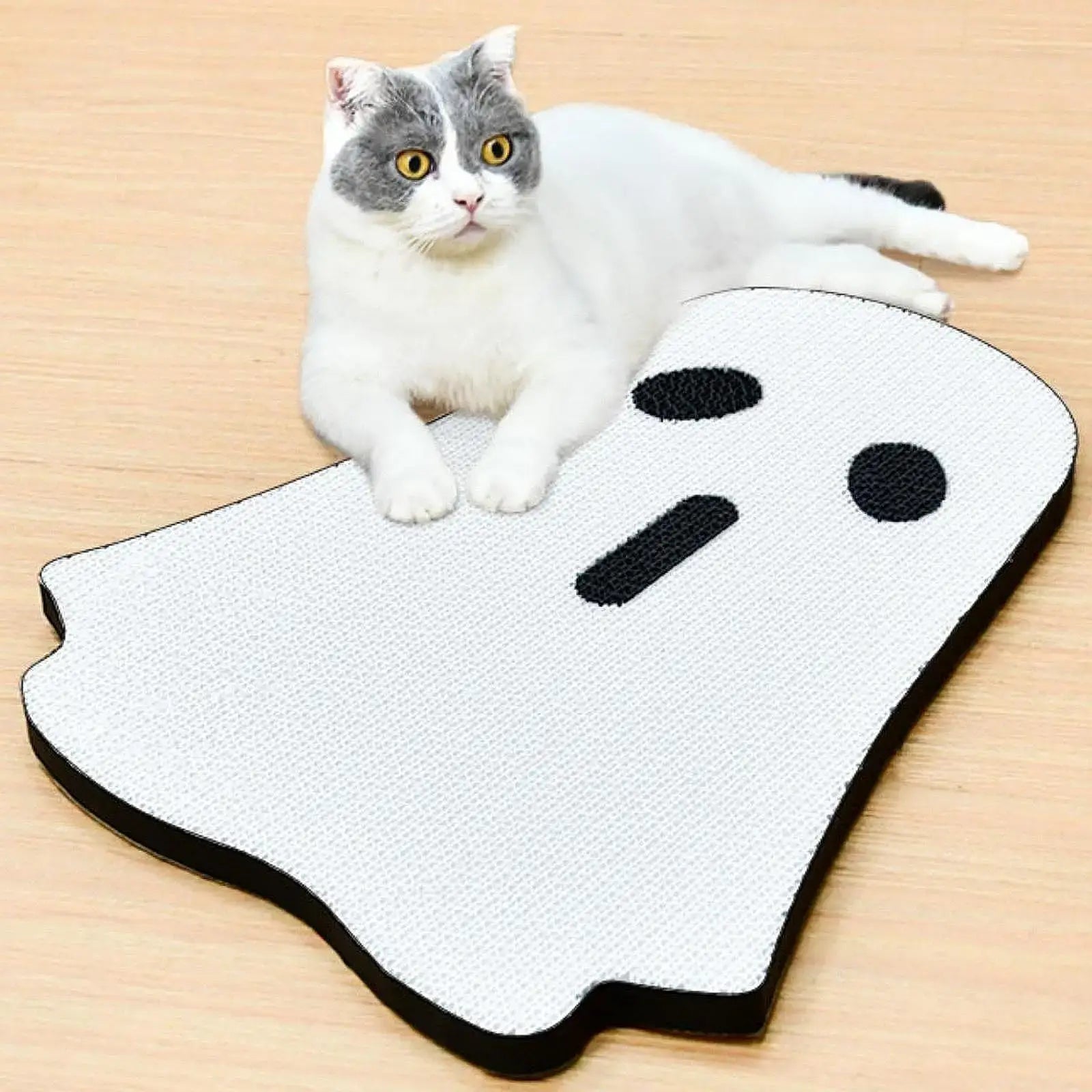 Cat Scratcher Mat - Corrugated Paper Scratching Pad for Cats with Halloween Theme