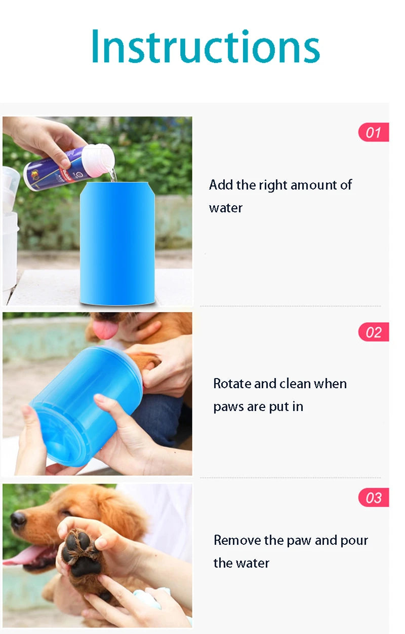 Soft silicone pet paw cleaner cup for cats and dogs, portable and easy to use for quick paw cleaning