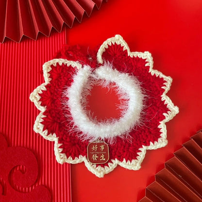 Christmas pet scarf collar with festive bow for cats and small dogs