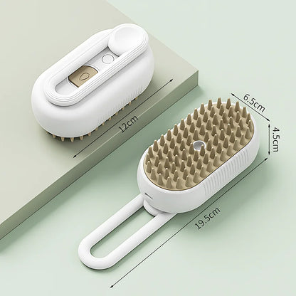 Pet Steam Brush for grooming, detangling, and hair removal for cats and dogs with steam spray function