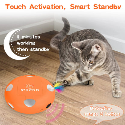 Smart interactive cat toy with feather popping game and rechargeable battery