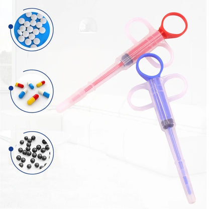 Pet pill applicator syringe with soft silicone tip for easy medicine delivery