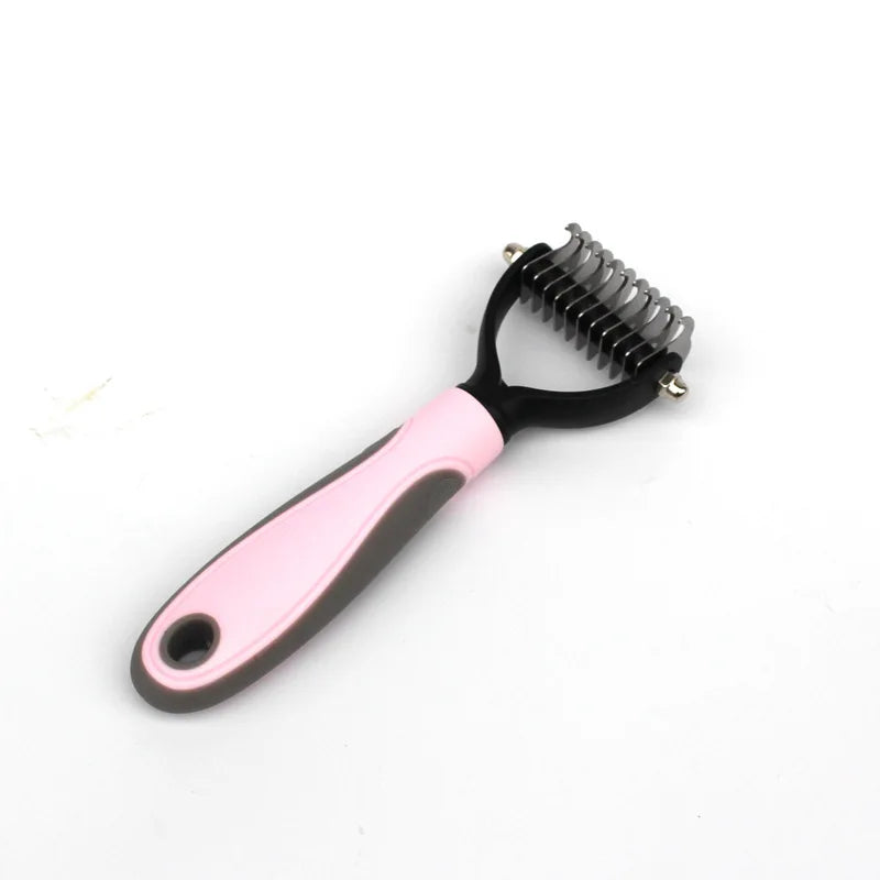 Pet fur knot cutter brush for deshedding and grooming dog and cat coats