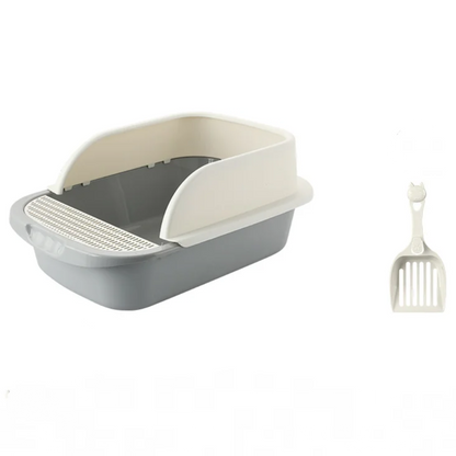 Large semi-enclosed cat litter box with high sides and deodorizing function