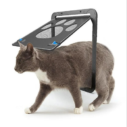 Pet door with magnetic safety lock and anti-bite design for cats and dogs