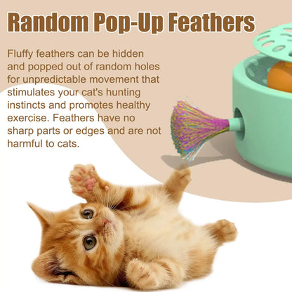 Smart electronic 3-in-1 cat toy with butterfly, feather, and rotating play