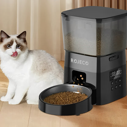 Automatic pet feeder with digital timer and portion control for cats and dogs