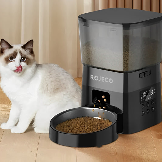 Automatic pet feeder with digital timer and portion control for cats and dogs