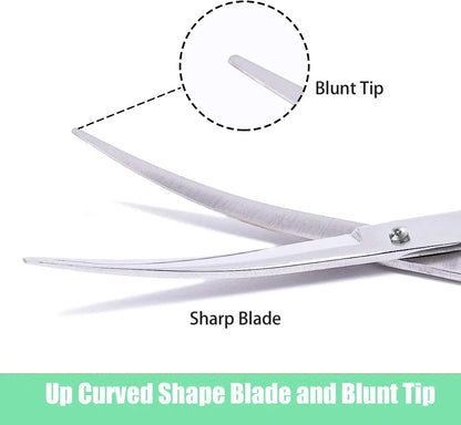 Pet grooming scissors with rounded safety tips and ergonomic handle for trimming dog and cat fur safely and precisely.