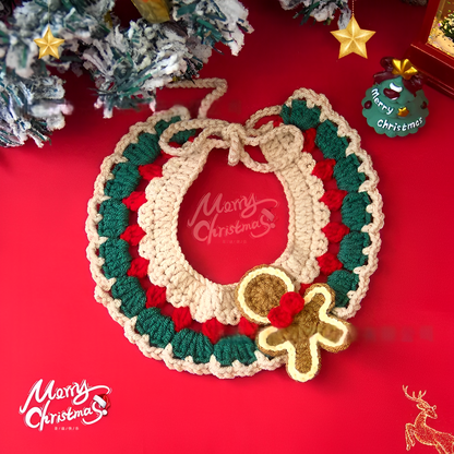 Christmas pet scarf collar with festive bow for cats and small dogs