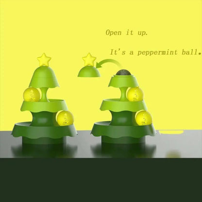 Christmas tree-shaped interactive cat track toy with rolling balls for indoor cats