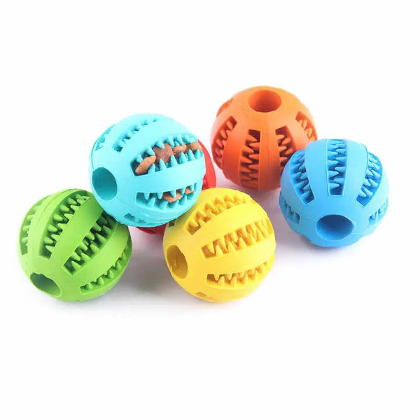 Pelota elástica para perros: pelota masticable de caucho natural para la salud dental y el juego. 
