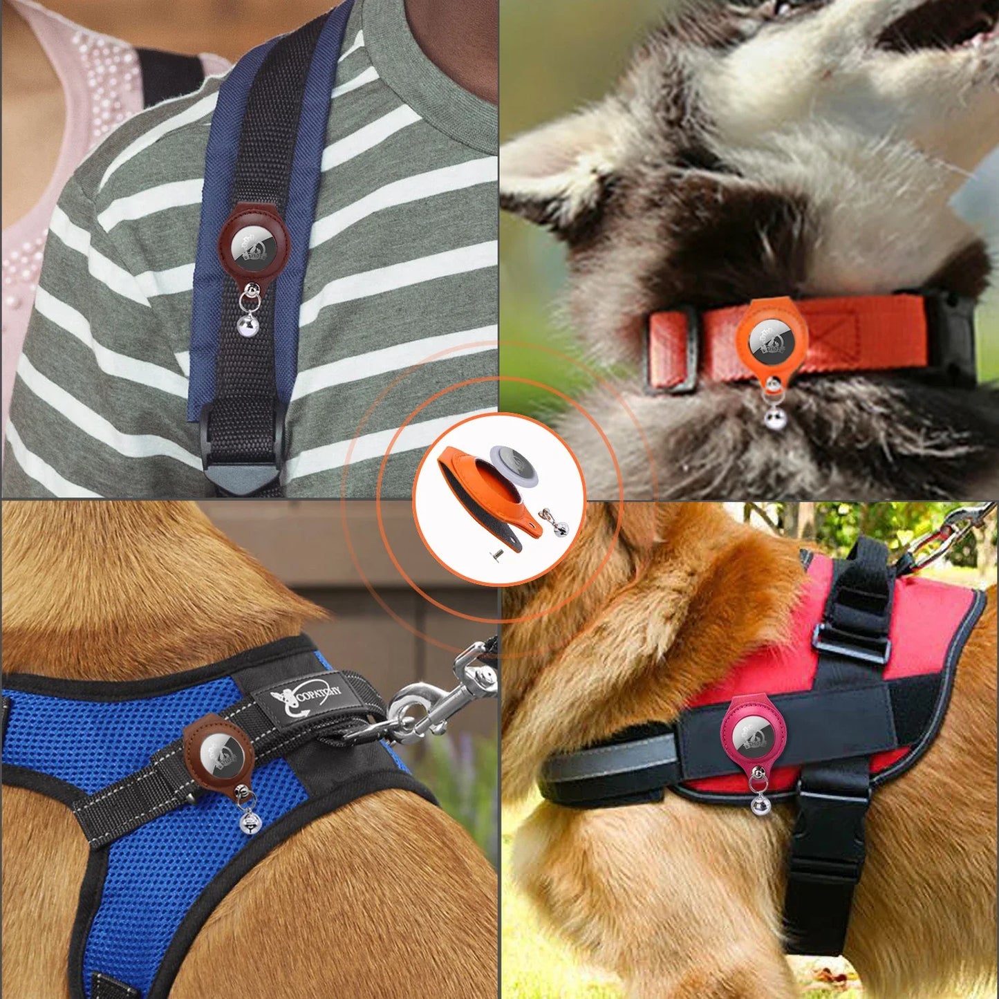 Protective Leather Airtag Holder for Dog and Cat Collars - Anti-Lost Clip