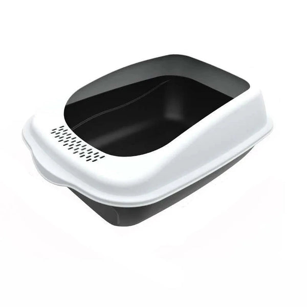 Caja de arena para gatos completamente cerrada con acceso bidireccional para pala: espaciosa y sin olores 