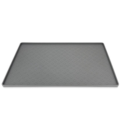 Dog eating on waterproof silicone pet feeding placemat