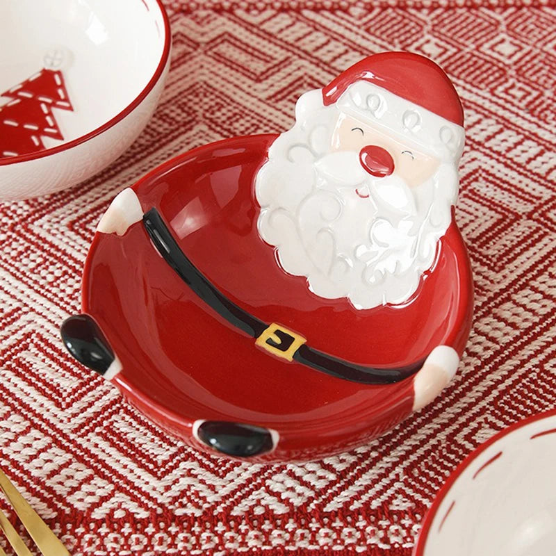 Festive Nordic Santa Claus ceramic pet bowl for Christmas, featuring durable and stylish designs for cats and dogs.