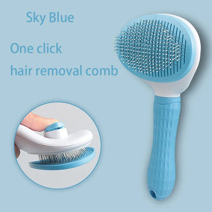 Pet grooming brush for removing hair and tangles on dogs and cats
