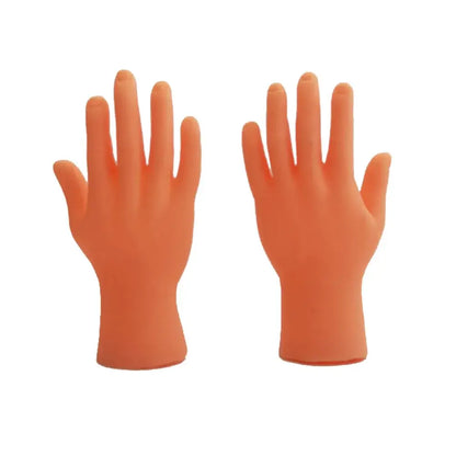 Mini hand finger sleeves massaging a cat with soft silicone gloves.