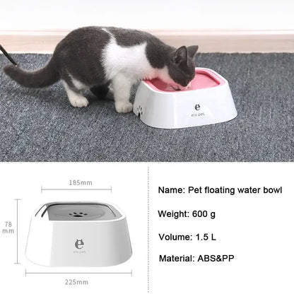 Anti-spill dog drinking water bowl with floating plate design for clean, splash-free pet hydration indoors and during travel.
