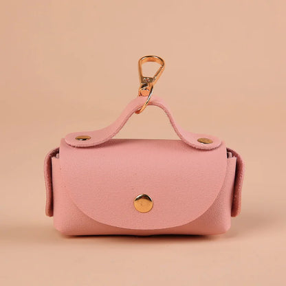 Chic faux leather dog poop bag holder dispenser for stylish walks