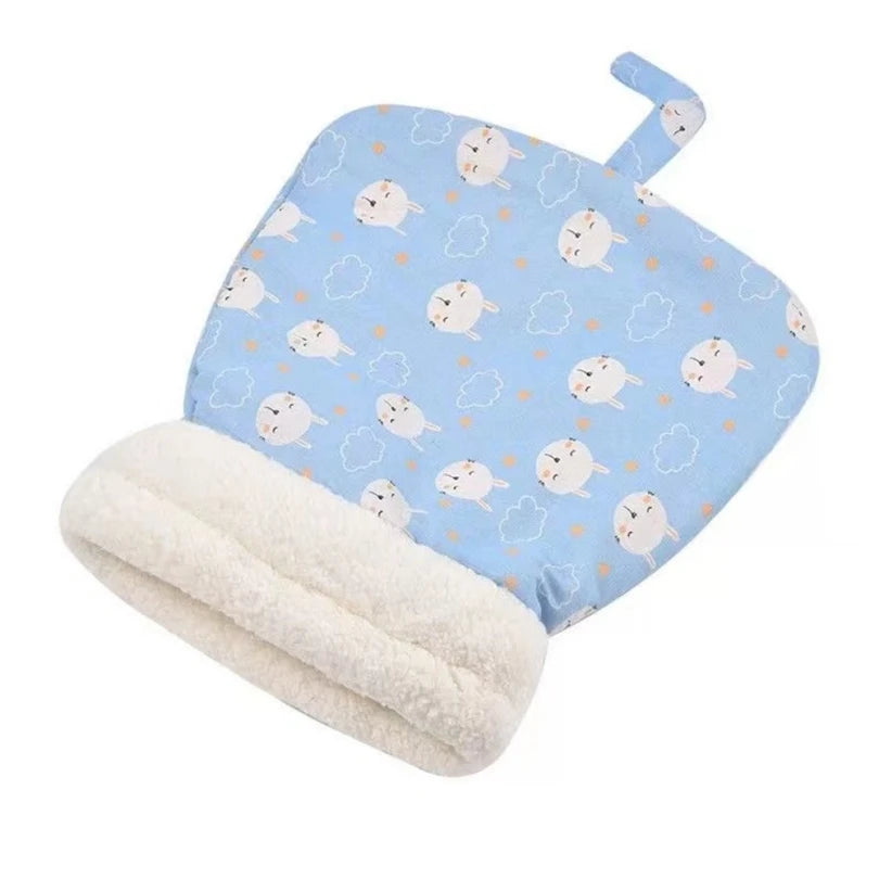 Plush cat sleeping bag with thickened design, providing warmth and comfort for kittens and puppies in winter.