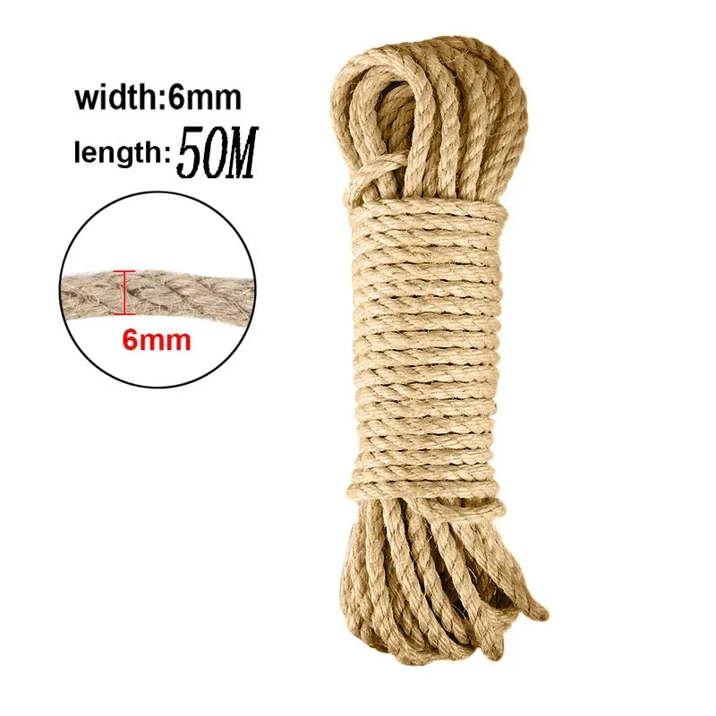 Natural jute DIY cat scratching rope for furniture protection and cat trees, eco-friendly and durable for scratching and decoration projects.