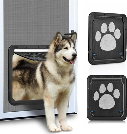 Pet door with magnetic safety lock and anti-bite design for cats and dogs