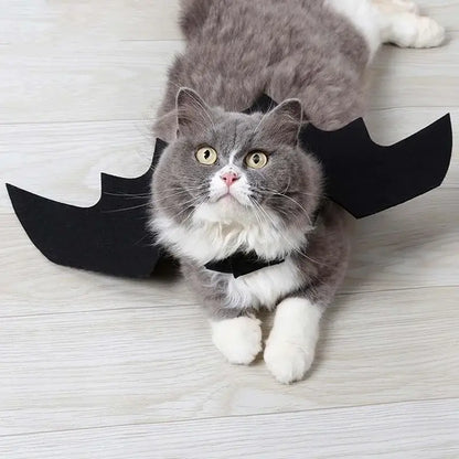 Black Bat Wings Harness Costume for cats and dogs, perfect for Halloween parties and festive occasions.