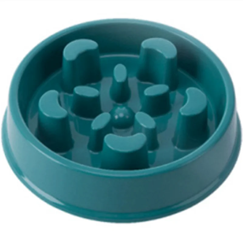 Anti-choking pet slow food bowl for cats and dogs, featuring a non-slip base and durable plastic construction for safe, healthy feeding habits.