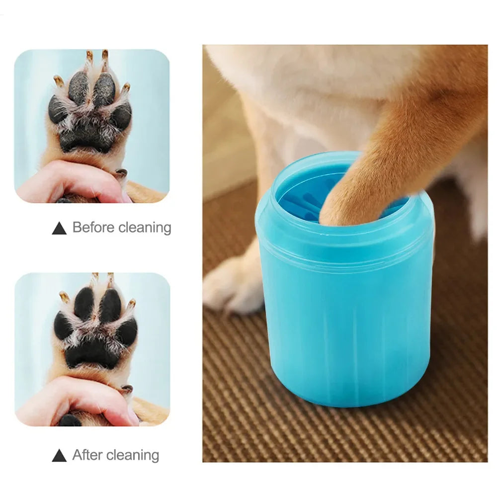 Soft silicone pet paw cleaner cup for cats and dogs, portable and easy to use for quick paw cleaning