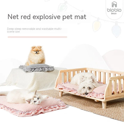 Pet Lace Sleeping Mat soft breathable washable bed for cats and dogs with elegant lace design