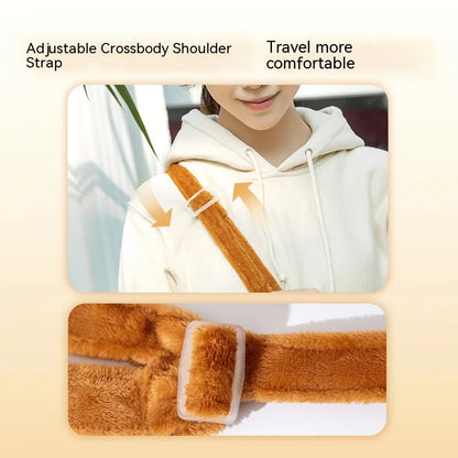 Autumn and Winter Shoulder Bag for Pets cute cartoon bear design with flannel for warmth