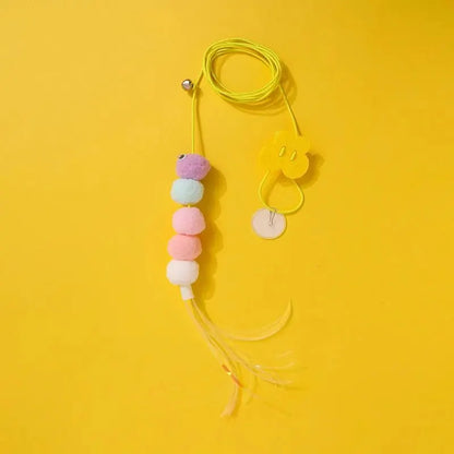 Interactive cat toy with automatic telescopic teaser and bell for indoor play