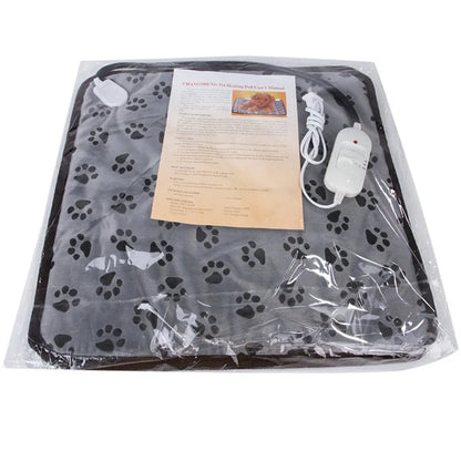 Electric pet heating pad for cats, dogs, and small animals with adjustable temperature and waterproof design