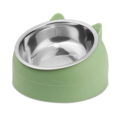 Elevated stainless steel pet bowl for dogs and cats with anti-slip base