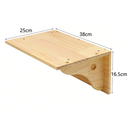 Wall-mounted cat shelf with sisal scratching posts and multi-level steps