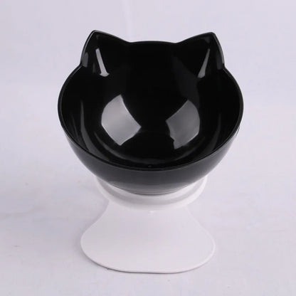Elevated non-slip cat bowl set with angled dual bowls for food and water