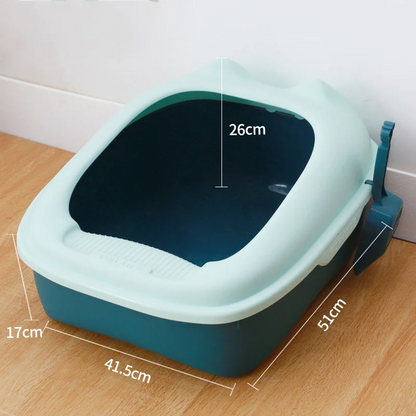 Semi-enclosed cat litter box with high border, easy to clean, and private space for cats