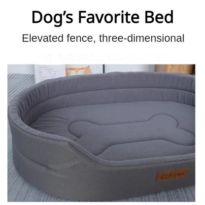 Fluffy sofa-style dog bed for small and large dogs, featuring ultra-soft materials, raised edges, and non-slip bottom for cozy all-season comfort.