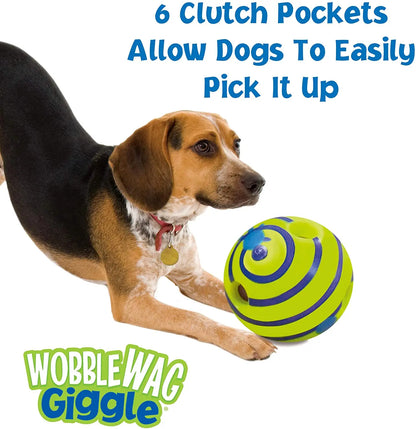 Wobble Wag Giggle Glow Ball toy with giggle sounds and glow-in-the-dark feature for interactive fun with dogs of all sizes.