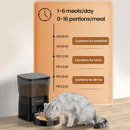 Automatic pet feeder with digital timer and portion control for cats and dogs