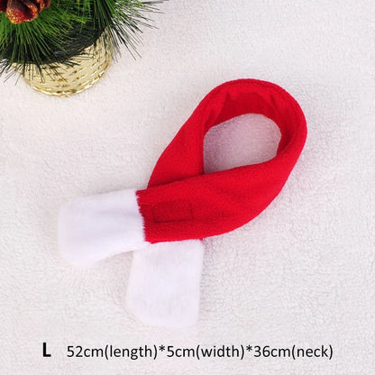 Adorable cat wearing reindeer antlers, Santa hat, red scarf, and holiday cloak for Christmas celebrations